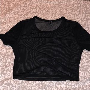 SHEER BLACK CROP TOP